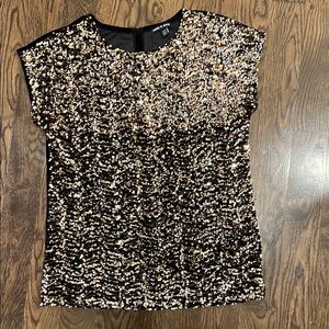 Cable & Gauge gold sequin and velvet shirt